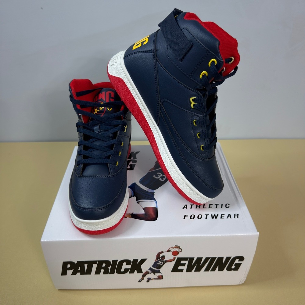 New‎ Ewing Athletics 33 HI Orion Rebound Womens 9 Navy Red Yellow Sneakers Box
